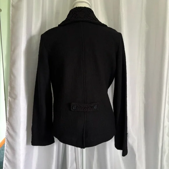 Cynthia Rowley Lace Collar Black Wool Jacket - Picture 4 of 12
